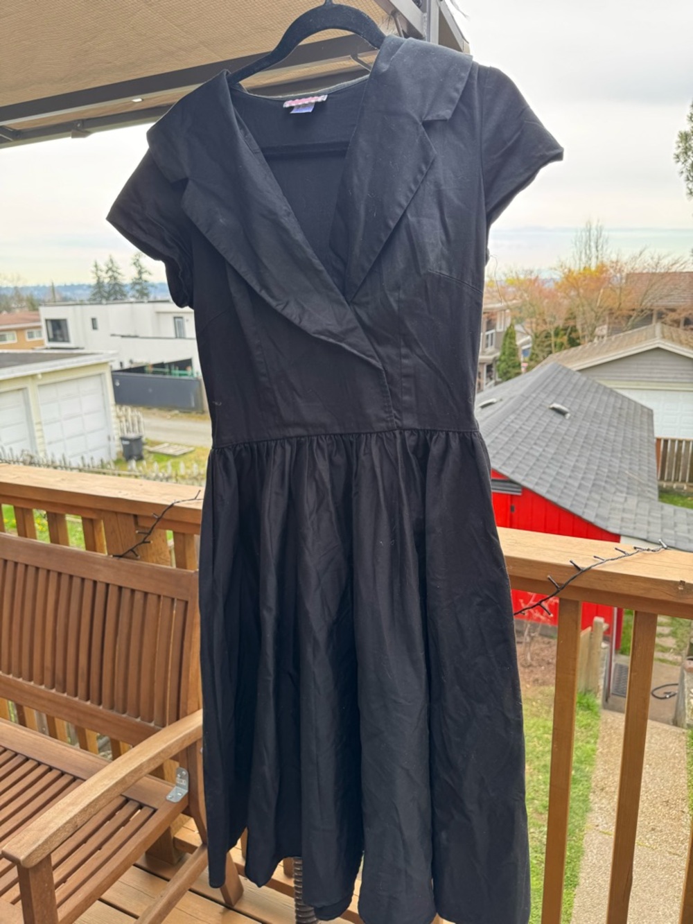 Pinup couture Classic Black Cap-Sleeve Fit & Flare Dress XL black cotton retro